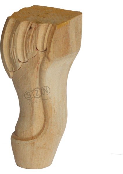 15 x 8,0 x 8,0 cm Kayın Lükens Ayak Oymalı Kulaksız Ahşap Ayak