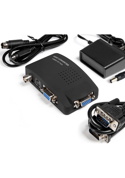 Bnc - VGA Video Dönüştürücü Bileşik S-Video Girişi - Pc VGA Çıkışı Adaptörü Bnc Input To VGA Output