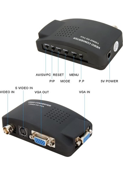 Bnc - VGA Video Dönüştürücü Bileşik S-Video Girişi - Pc VGA Çıkışı Adaptörü Bnc Input To VGA Output