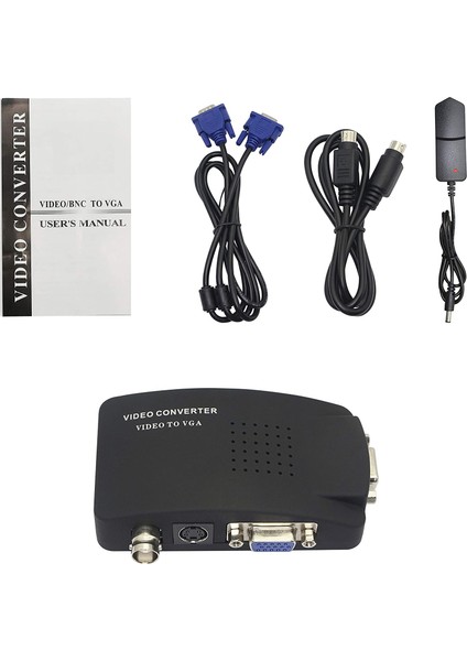 Bnc - VGA Video Dönüştürücü Bileşik S-Video Girişi - Pc VGA Çıkışı Adaptörü Bnc Input To VGA Output