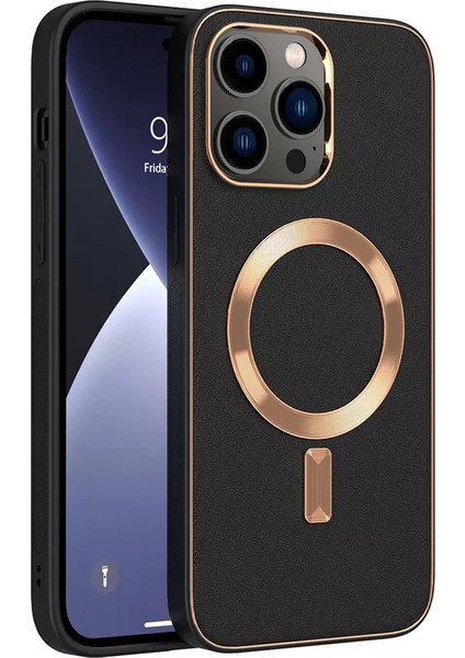 Apple iPhone 11 Pro Max Kılıf Magsafe Wireless Kablosuz Şarj Uyumlu Suni Deri Hibrit Kapak