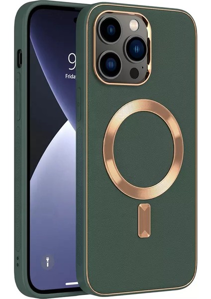 Apple iPhone 11 Pro Max Kılıf Magsafe Wireless Kablosuz Şarj Uyumlu Suni Deri Hibrit Kapak