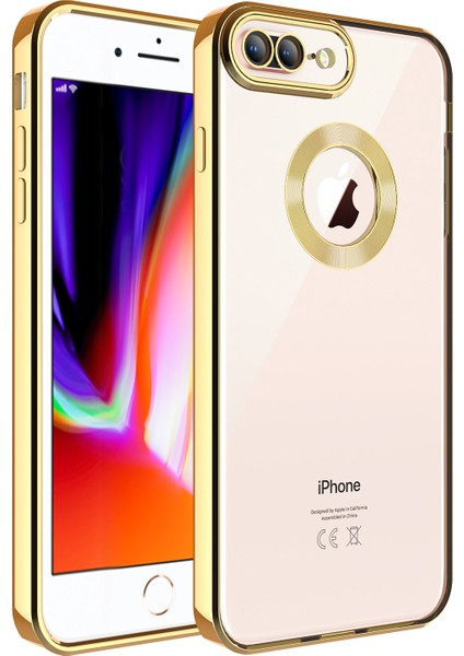 Apple Iphone 7 Plus Kılıf Renkli Kenarlı Parlak Logo Açık Omega Silikon