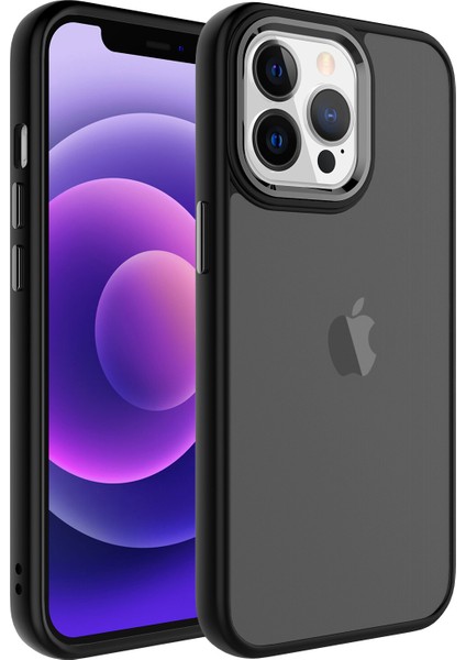 Apple Iphone 13 Pro Max Kılıf Metal Kamera Koruma Çerçeveli Buzlu May Silikon