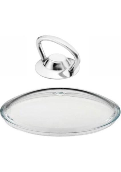 Granit ve Çelik 26 cm Pyrex Cam Kapak ve Metal Kulpla Beraber