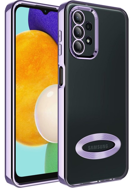 Samsung Galaxy A23 Kılıf Renkli Kenarlı Parlak Logo Açık Omega Silikon