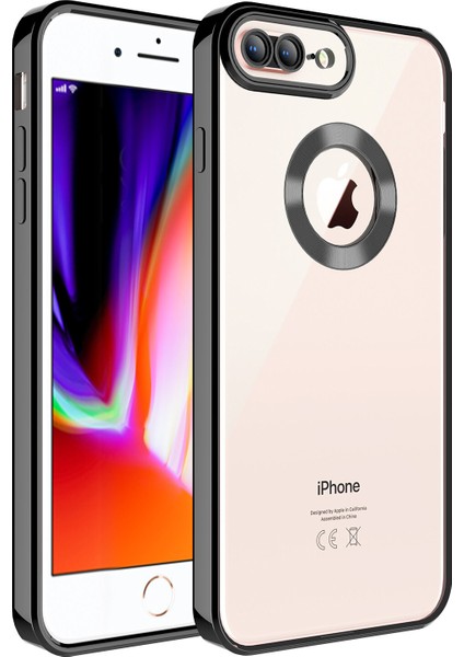 Apple Iphone 7 Plus Kılıf Renkli Kenarlı Parlak Logo Açık Omega Silikon