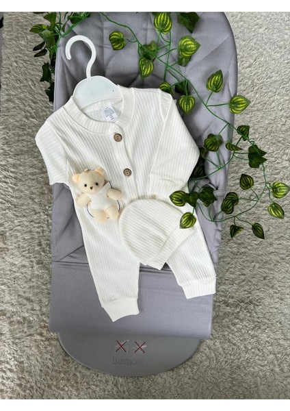 Şapka Aksesuarlı Oyuncak Ayıcık Detaylı Bebek Tulumu Unisex