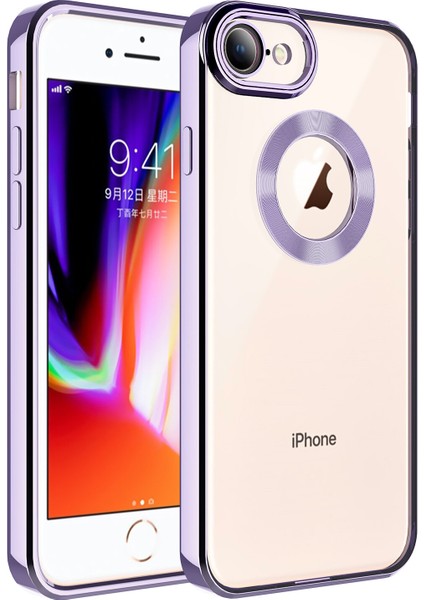 Apple Iphone 8 Kılıf Renkli Kenarlı Parlak Logo Açık Omega Silikon