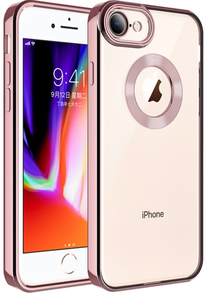 Apple Iphone 8 Kılıf Renkli Kenarlı Parlak Logo Açık Omega Silikon