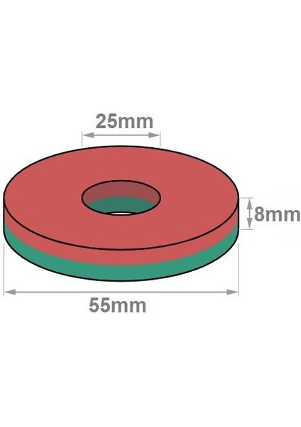 Mıknatıs 1 Adet 55 x 25 x 8 mm Ferrite Kömür Halka Mıknatıs Magnet