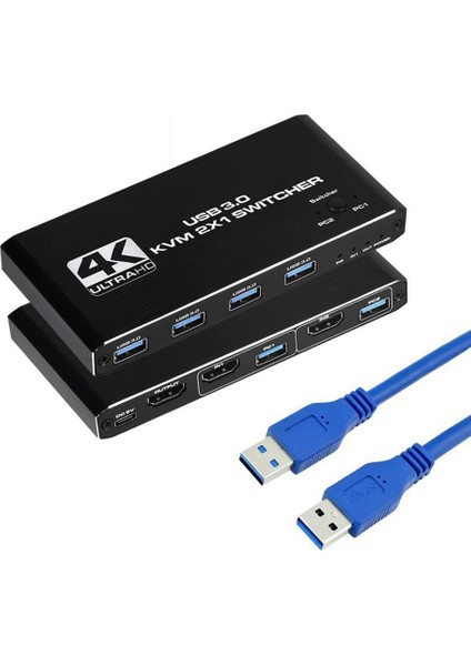 4KVM421 Kvm Switch 2x1 HDMI 4K USB 3.0 Hdcp 2.3 HDR10 Edıd