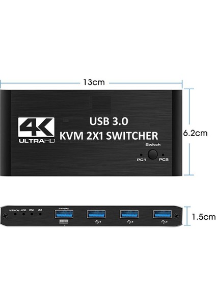 4KVM421 Kvm Switch 2x1 HDMI 4K USB 3.0 Hdcp 2.3 HDR10 Edıd