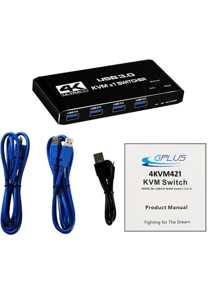 4KVM421 Kvm Switch 2x1 HDMI 4K USB 3.0 Hdcp 2.3 HDR10 Edıd
