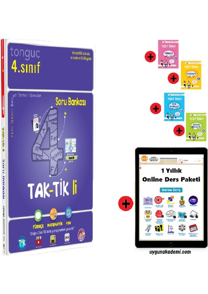 4. Sınıf Taktikli Soru Bankası - Sadık Uygun Proje Yayınları Türkçe Matematik Fen Bilimleri Sosyal Bilgiler Test Ödev Soru Bankası Seti - 1 Yıllık Online Ders Paketi