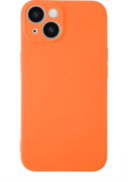 Apple iPhone 14 Plus ile Uyumlu Kapak Içi Kadife Kamera Korumalı Lansman Silikon ile Uyumlu Kılıf - Turuncu
