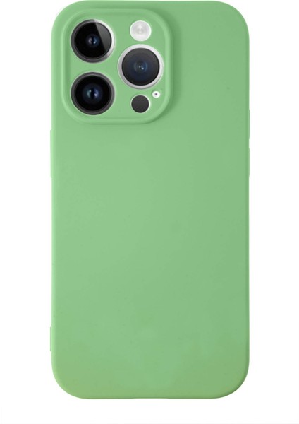 Apple iPhone 14 Pro Max Kapak Içi Kadife Kamera Korumalı Lansman Silikon Kılıf - Yeşil