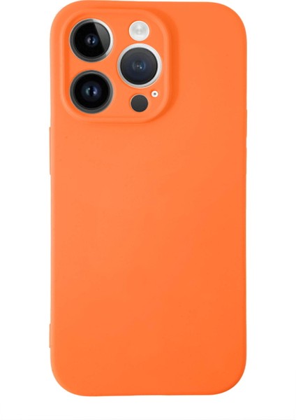 Apple iPhone 14 Pro ile Uyumlu Kapak Içi Kadife Kamera Korumalı Lansman Silikon ile Uyumlu Kılıf - Turuncu