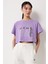 Loose Fit Rahat Kesim %100 Pamuk Bisiklet Yaka Mor Tişört 1