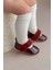 Bordo Tüylü Cırt Cırtlı Rugan Kız Bebek Babet PATIK-G-2355 1