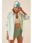 Kadın Açık Yeşil Oversize Uzun Basic Gömlek HZL22W-BD139001 1