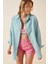 Kadın Su Yeşili Oversize Uzun Basic Gömlek HZL22W-BD139001 1