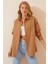 Kadın Camel Oversize Uzun Basic Gömlek HZL22W-BD139001 1