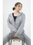 Oversize Fermuarlı Krop Sweatshirt/eşofman Altı Takım 3 Iplik Şardonlu 4