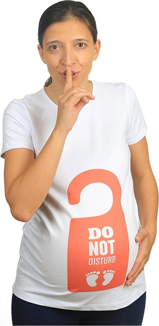 Mummy's Baby Hamile Tişört Do Not Disturb Beyaz