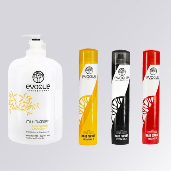 Evoqua Evoque Milk Therapy Saç Kremi 1000 ml + Evoque Professıonal Saç Spreyi 3lü