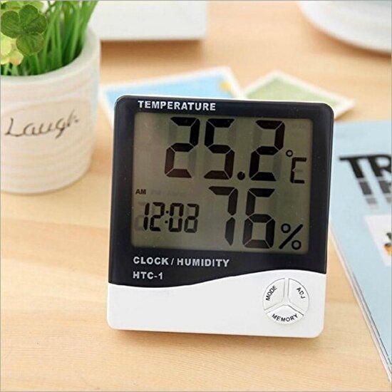 ENDY Bebek Odası Masaüstü Dijital Termometre Nem Ölçer Higrometre Saat
