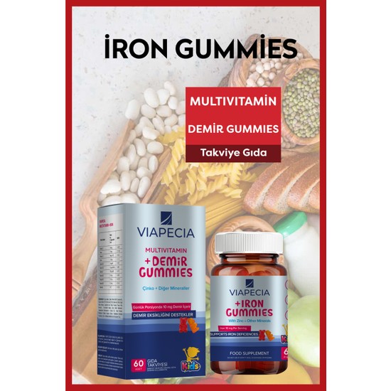 Viapecia Multivitamin + Iron Gummies 60 Gummies Fiyatı