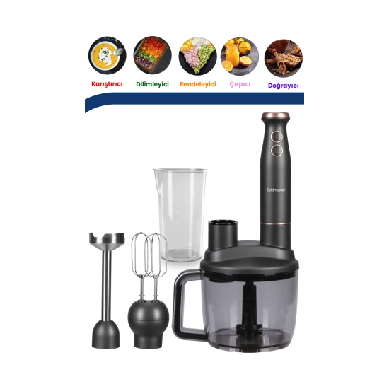 Goldmaster Bestrobot Antrasit 1500 Watt 5 In 1 Mutfak Robotu Multi Blender Seti