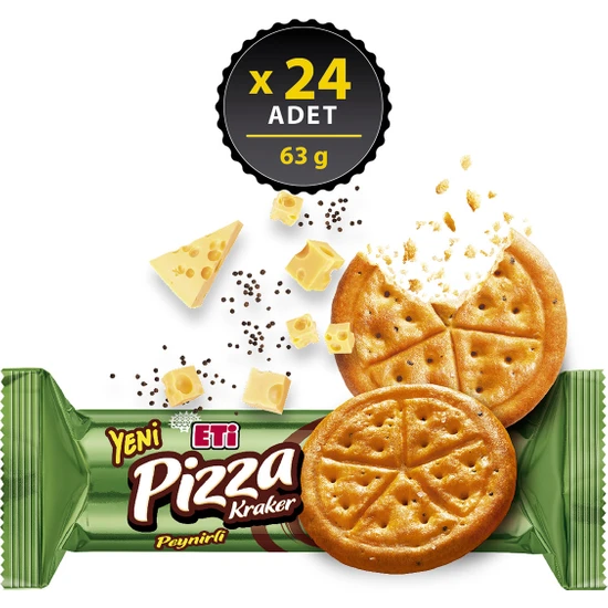 Eti Pizza Kraker Peynirli 63 g x 24 Adet