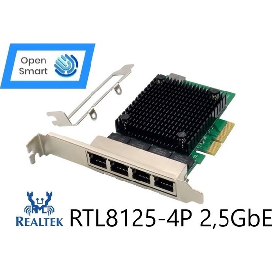 Open Smart 4 Port Realtek RTL8125B 2,5gbe Pcıe X4 Ethernet Fiyatı