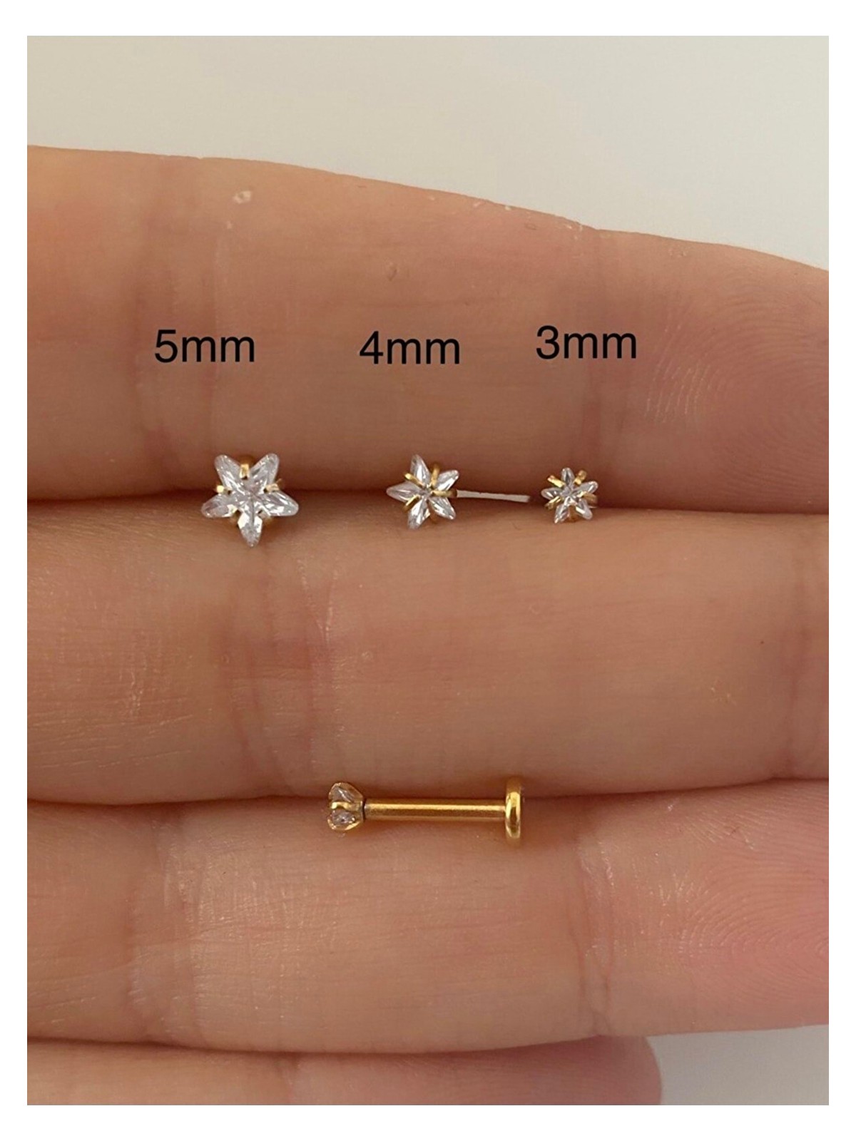 Ares Collection Cerrahi Çelik Tek Taş Yıldız Tragus Helix Lobe Conch Uyumlu Piercing