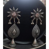 Aashivs Collection Kadın Taşlı Kararmaz Çelik Hint Küpeleri