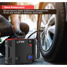 Ütraı Utraı Jstar 5 24000MAH 2000A Jump Starter Taşınabilir Akü Takviye Cihazı + Lastik Şişirme Hava Kompresörü ( Çanta + LCD Ekran + Powerbank + LED Lamba)