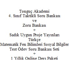 Tonguç Akademi 4. Sınıf Taktikli Soru Bankası Zoru Bankası - Sadık Uygun Proje Yayınları Türkçe Matematik Fen Bilimleri Sosyal Bilgiler Test Ödev Soru Bankası Seti - 1 Yıllık Online Ders Paketi