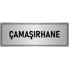 Özarslan Dizayn Metal Yönlendirme Levhası Departman Kapı Isimliği Çamaşırhane 5x20 cm Gümüş Renk
