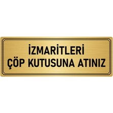 Özarslan Dizayn Metal Yönlendirme Levhası Departman Kapı Isimliği Izmaritleri Çöp 5x20 cm Altın Renk