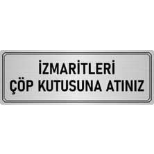Özarslan Dizayn Metal Yönlendirme Levhası Departman Kapı Isimliği Izmaritleri Çöp 5x20 cm Gümüş Renk