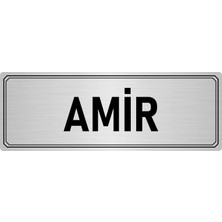 Özarslan Dizayn Metal Yönlendirme Levhası Departman Kapı Isimliği Amir 7x20 cm Gümüş Renk