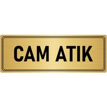 Özarslan Dizayn Metal Yönlendirme Levhası Departman Kapı Isimliği Cam Atık 5x20 cm Altın Renk