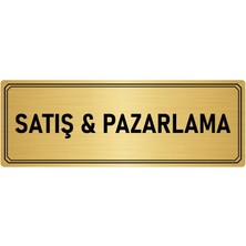 Özarslan Dizayn Metal Yönlendirme Levhası Departman Kapı Isimliği Satış & Pazarlama 7x20 cm Altın Renk