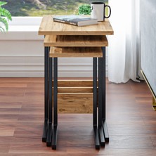 Ceramical ZG3 Metal Ayaklı 3'lü Zigon Sehpa - Çam
