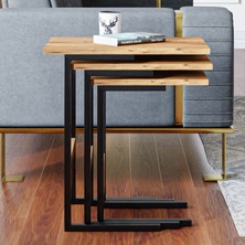 Ceramical ZG3 Metal Ayaklı 3'lü Zigon Sehpa - Çam