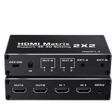 Gplus 4KMX222 2x2 Matrix Switch Splitter 2 Giriş 2 Çıkış HDMI 2.0 4K Ultra Hd 2160P Hdr 10 Switch