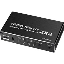 Gplus 4KMX222 2x2 Matrix Switch Splitter 2 Giriş 2 Çıkış HDMI 2.0 4K Ultra Hd 2160P Hdr 10 Switch