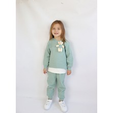 Harika Kids Kız Çocuk Iki Iplik Kumaş Orta Kalınlıkta Tavşan Oyuncaklı Örme Basic Eşofman Takımı